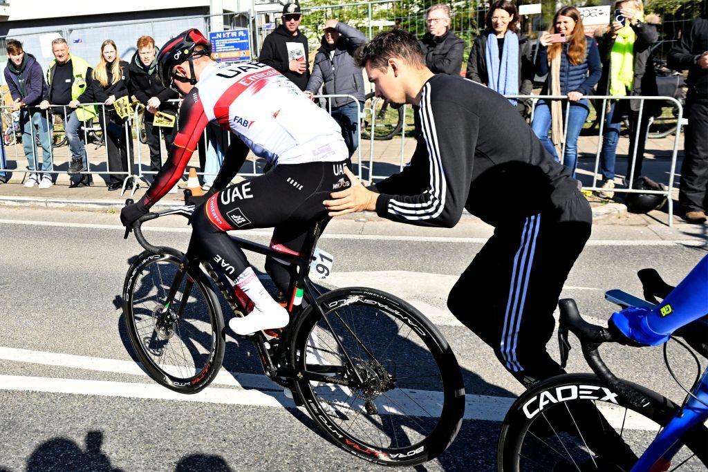 Tadej Pogacar crashed early during the Tour of Flanders