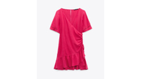 Zara Linen Blend Lace Insert Mini Dress
RRP: $49.90
A fuschia fairytale, Zara's wrap dress with a V neckline, puffed sleeves and ruching detail makes for the perfect date-night dress with Ken. Available in XS to XL.