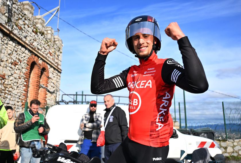 LHERMITAGE FRANCE FEBRUARY 09 Stage and overall race winner Kevin Vauquelin of France and Team Arkea BB Hotels celebrates after the 55th Etoile de Besseges Tour du Gard 2025 Stage 5 a 106km individual time trial stage from Ales to LHermitage on February 09 2025 in LHermitage France Photo by Billy CeustersGetty Images