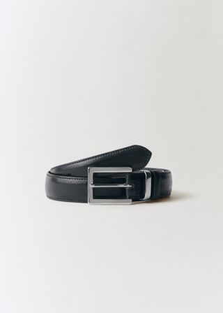 Leather Belt With Square Buckle