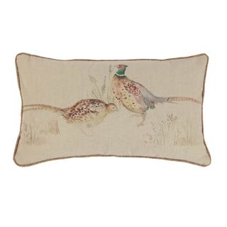 bird printed cushion with white background