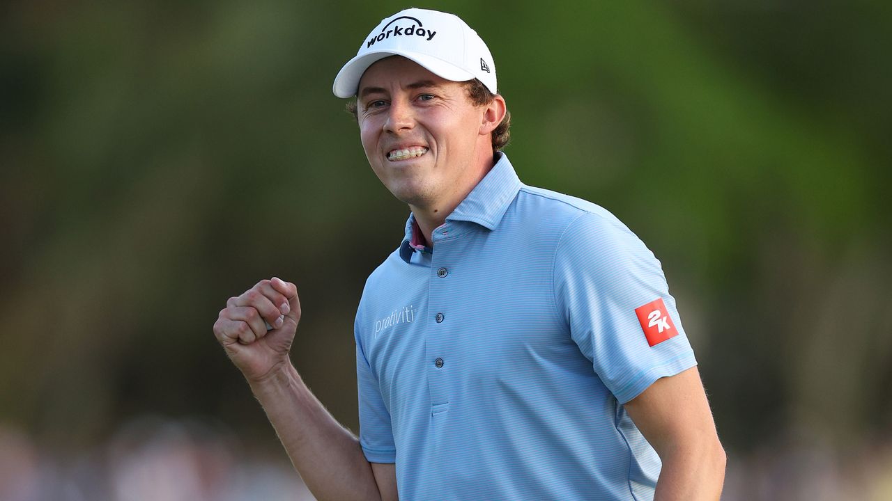 Matt Fitzpatrick celebrates winning the 2023 RBC Heritage