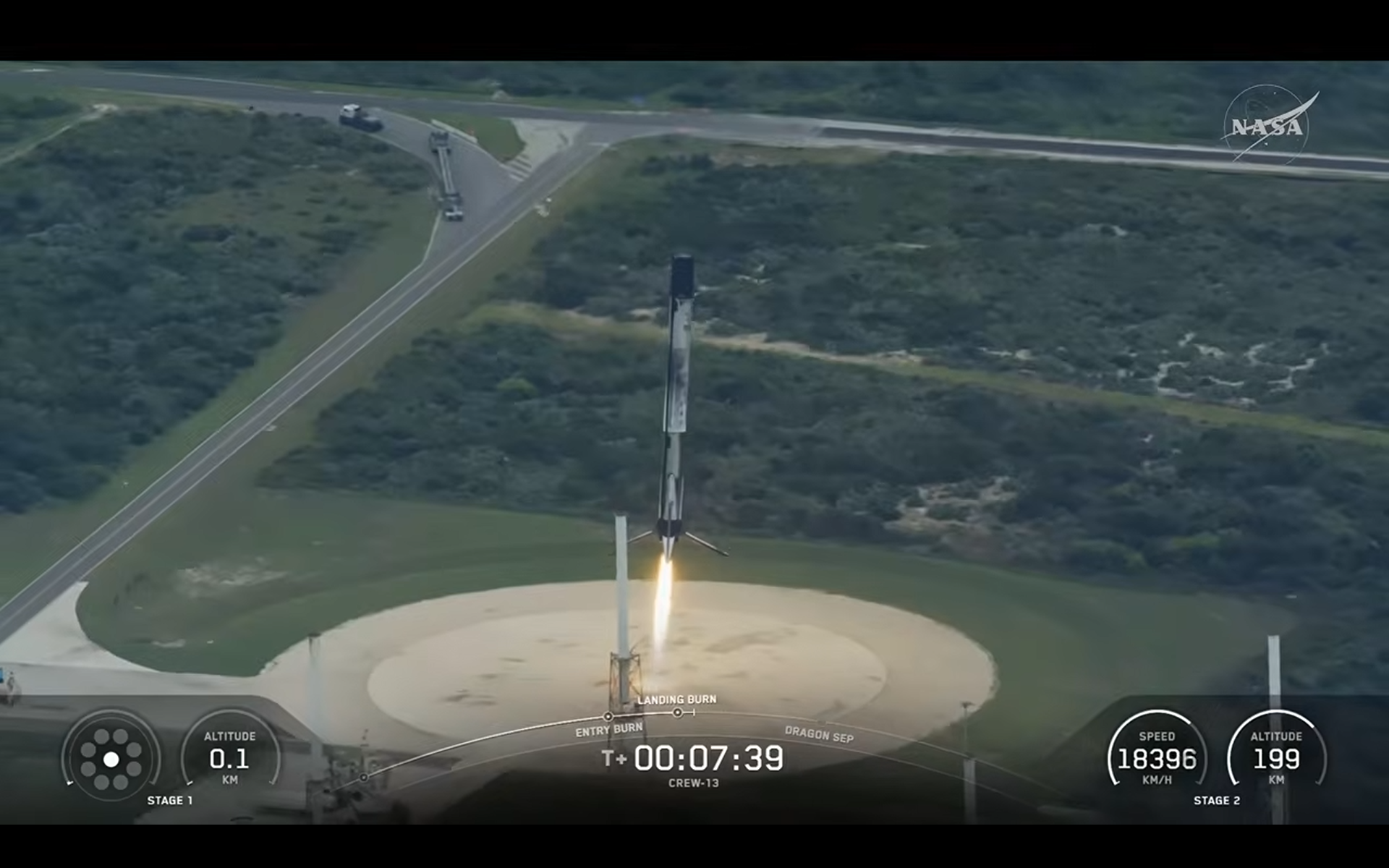 NASA's SpaceX Crew-13 Launch booster landing