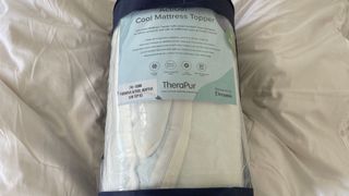 TheraPur ActiGel Cool Mattress Topper unboxed on the bed