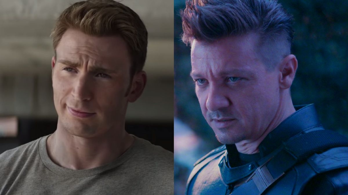 Chris evans and Jeremy Renner in Marvel roles Steve Rogers and Clint Barton