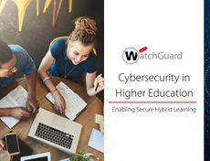 Whitepaper cover with title on white colour block background over image of a table of students chatting over a laptop