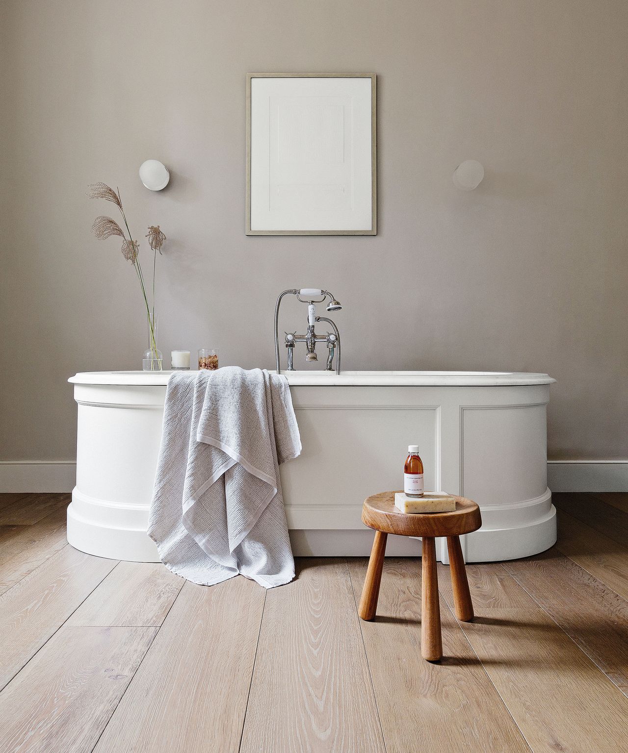 Shower Ideas with White Basin and Neutral Wall