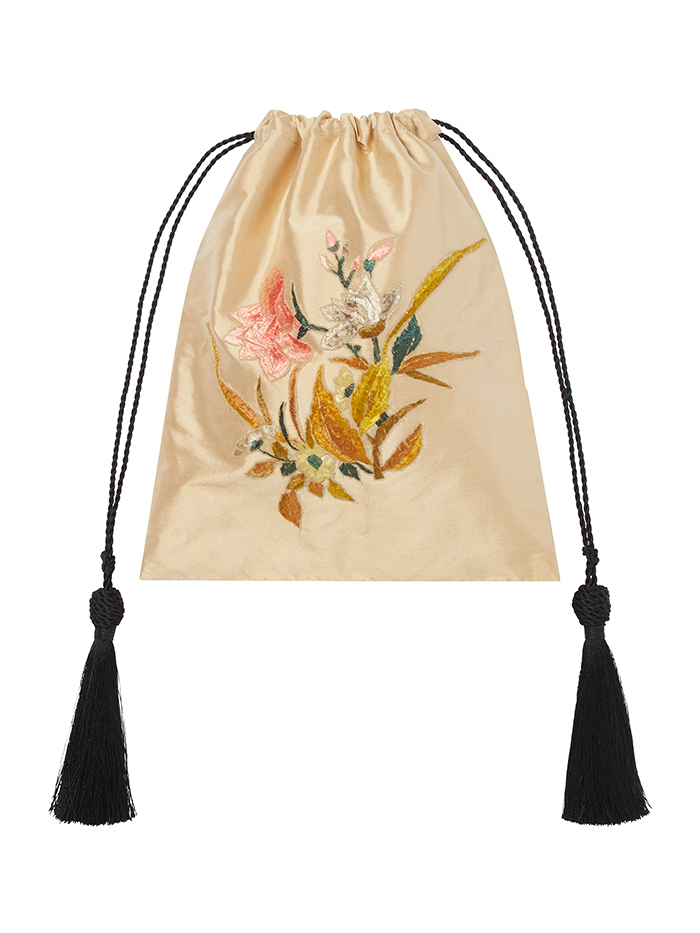 Conner Ives, Embroidered Silk Cord Bag