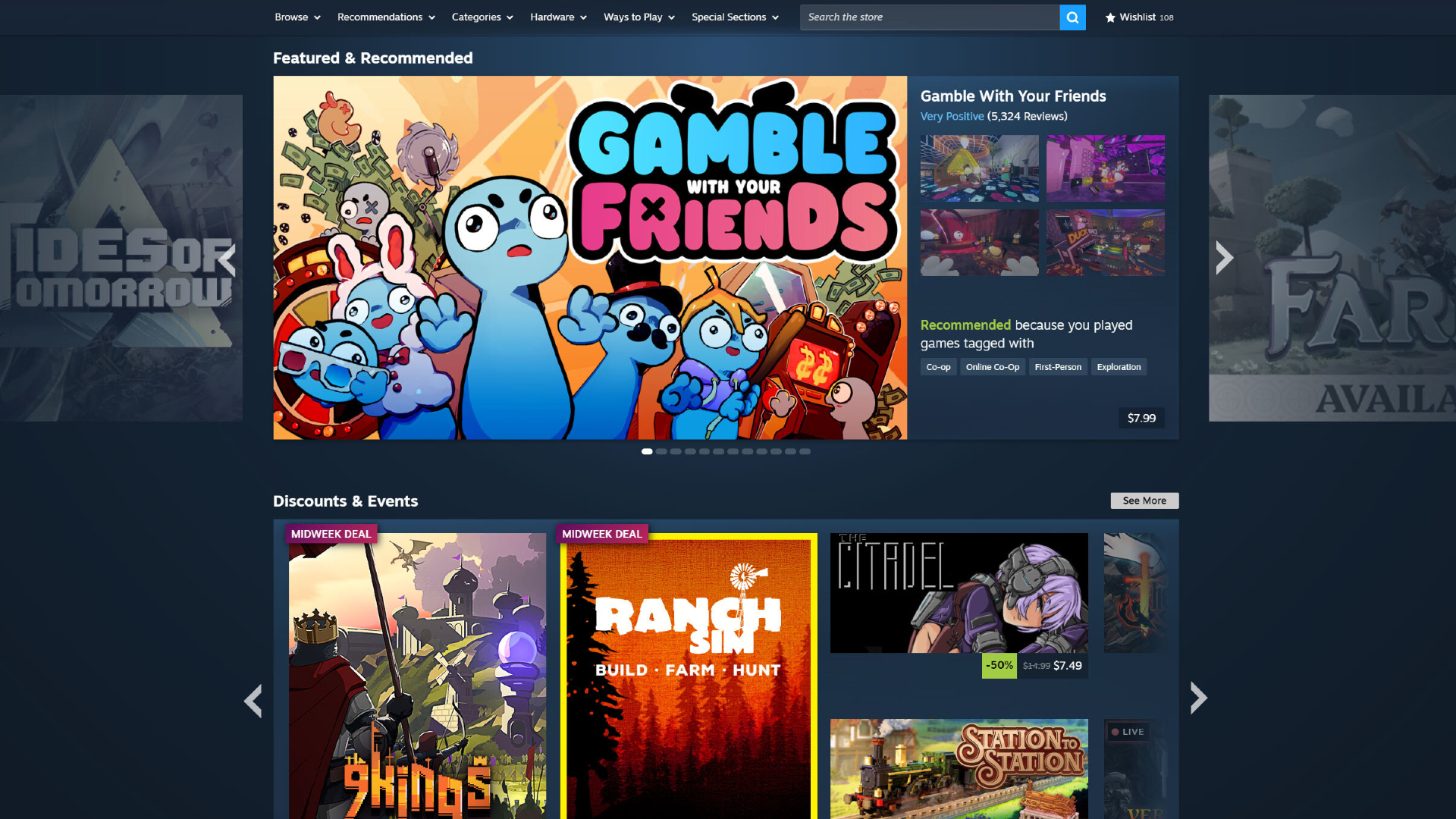 Steam home page