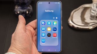 Samsung Galaxy S25 showing Samsung app folder with all Samsung apps