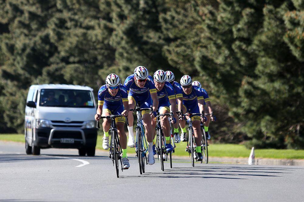 Adam Bull of Christchurch out front for the Placemakers Team in the Tour of Southland Prologue