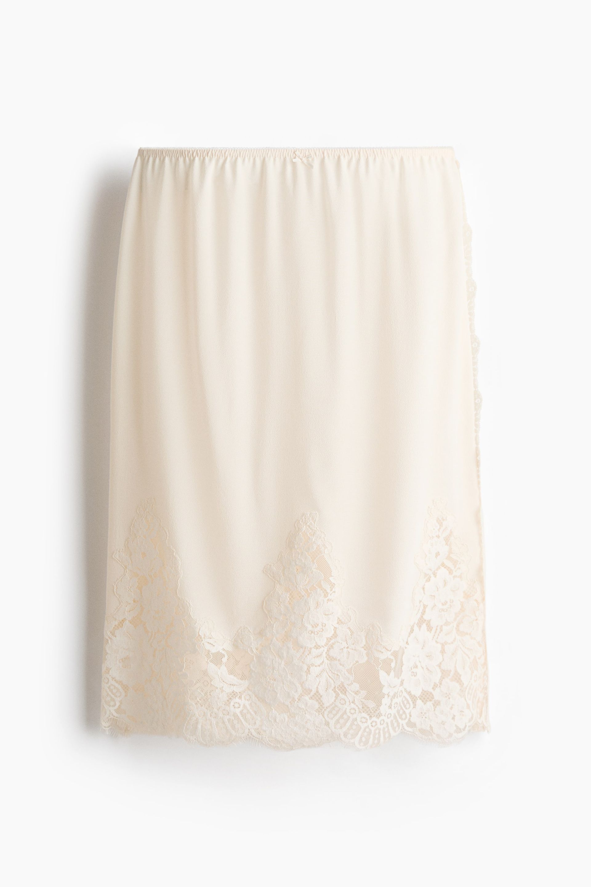 Lace-Trimmed Viscose Skirt - Black
