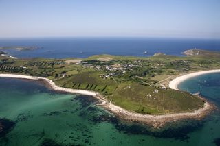 Aerial shot of the Isles Of Scilly