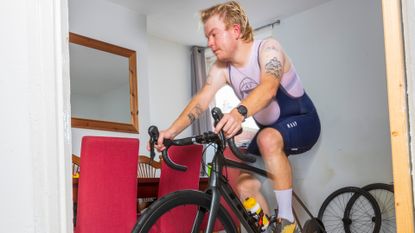 Image shows a beginner cyclist completing a cycling training plan