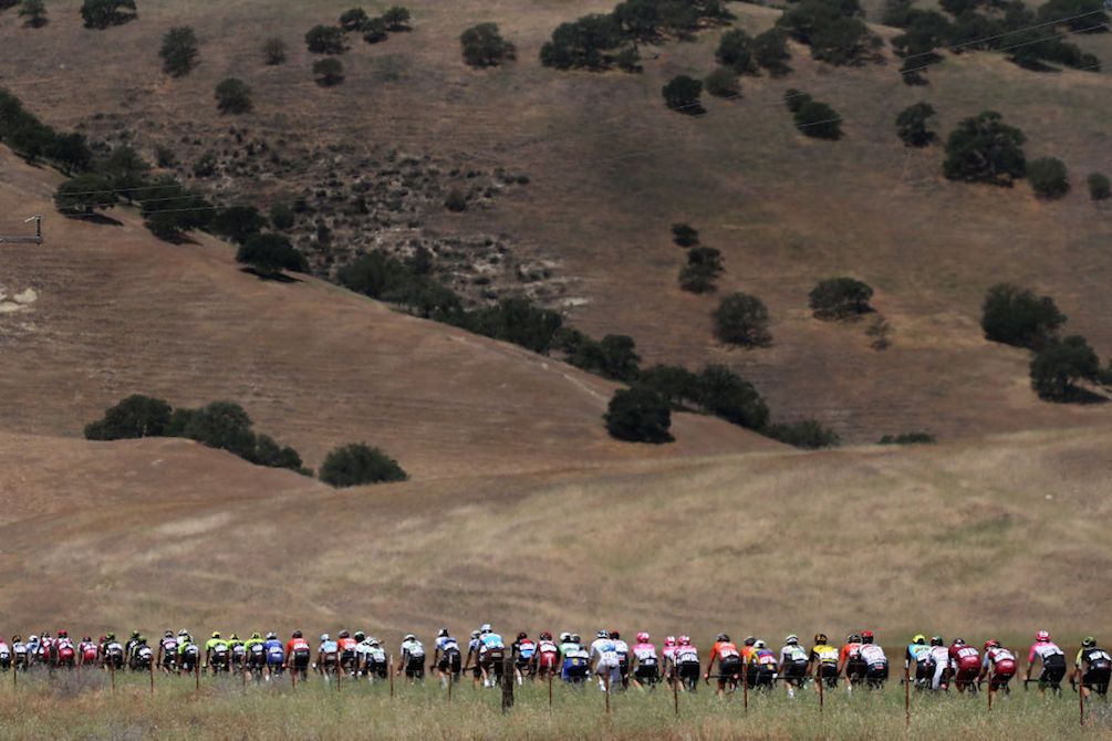 Stunning scenery dwarfs the bunch during stage 3 of the 2018 Tour of California between King City and Laguna Seca