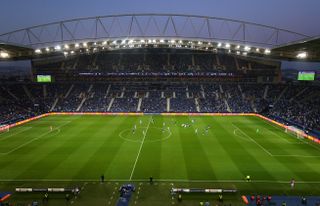 General view of Porto's Estadio do Dragao during the 2021 Champions League final between Chelsea and Manchester City.