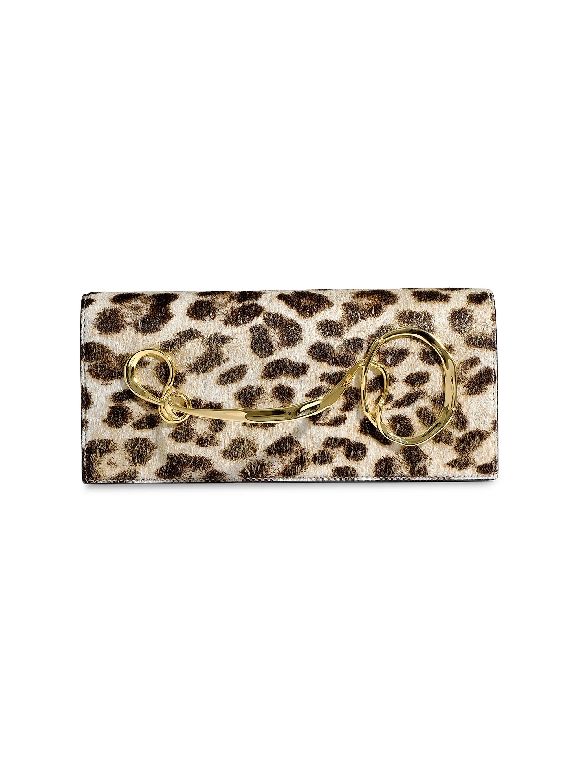 Printed Calf Hair & Leather Clutch