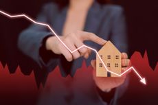 Economic recession and house price crisis concept