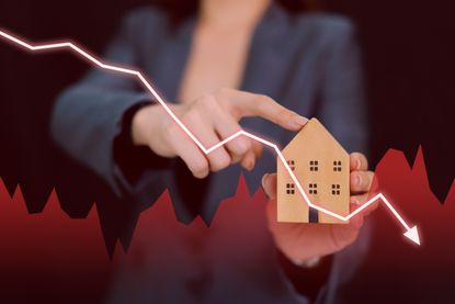 Economic recession and house price crisis concept