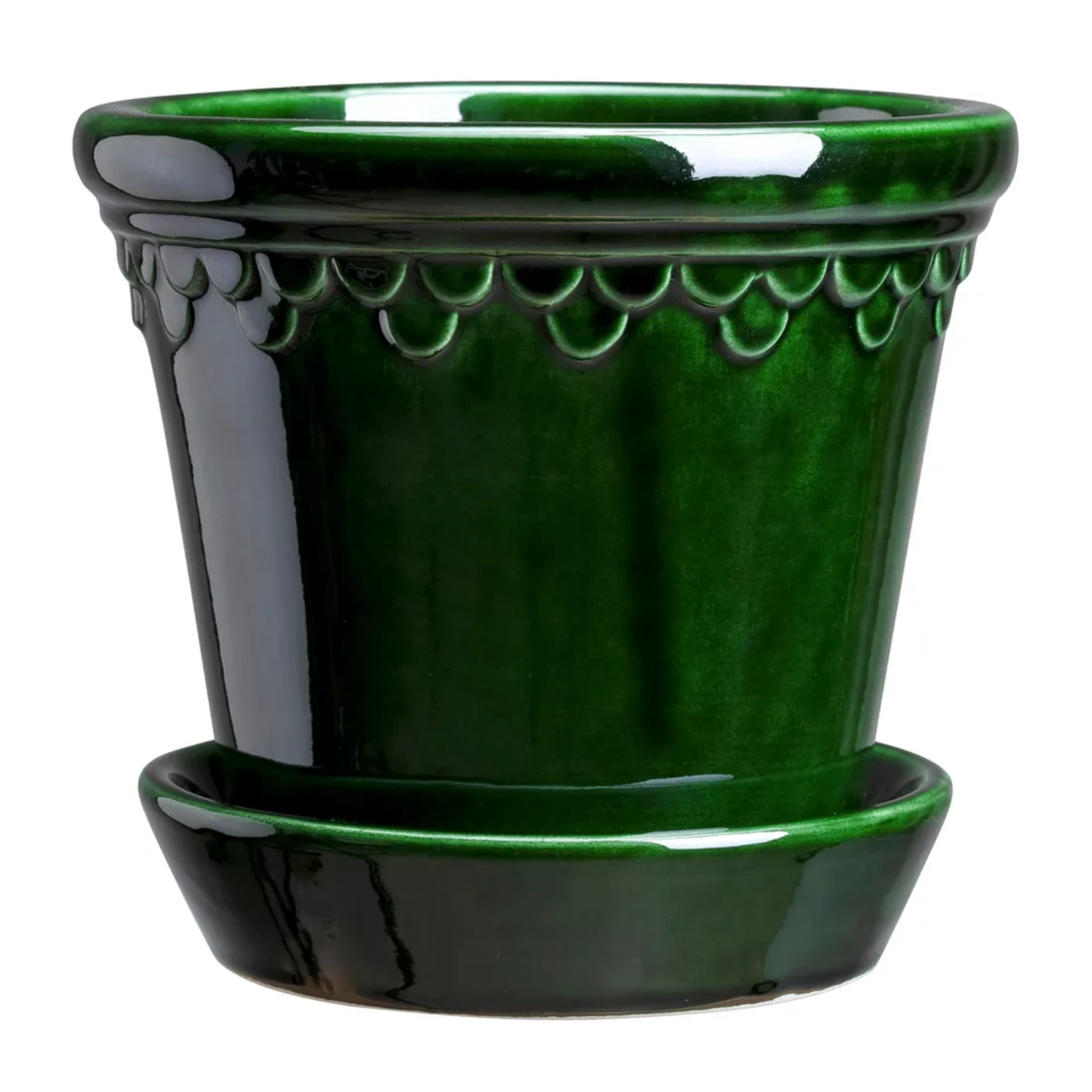 A green Københavner Glazed Flower Pot by Bergs Potter from Nordic Nest