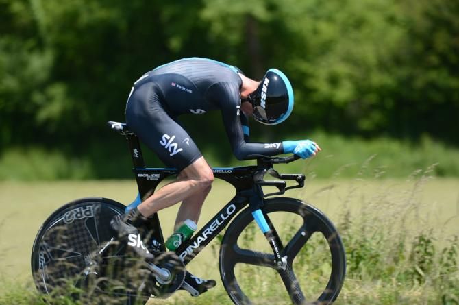 Chris Froome (Sky) in action during the Crit&eacute;rium du Dauphin&eacute; time trial