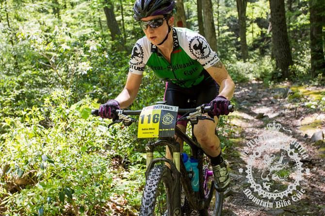 Andrea Wilson making her way through the forest early in the stage.