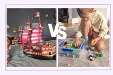 Lego Vs Playmobil illustrated with Vs image