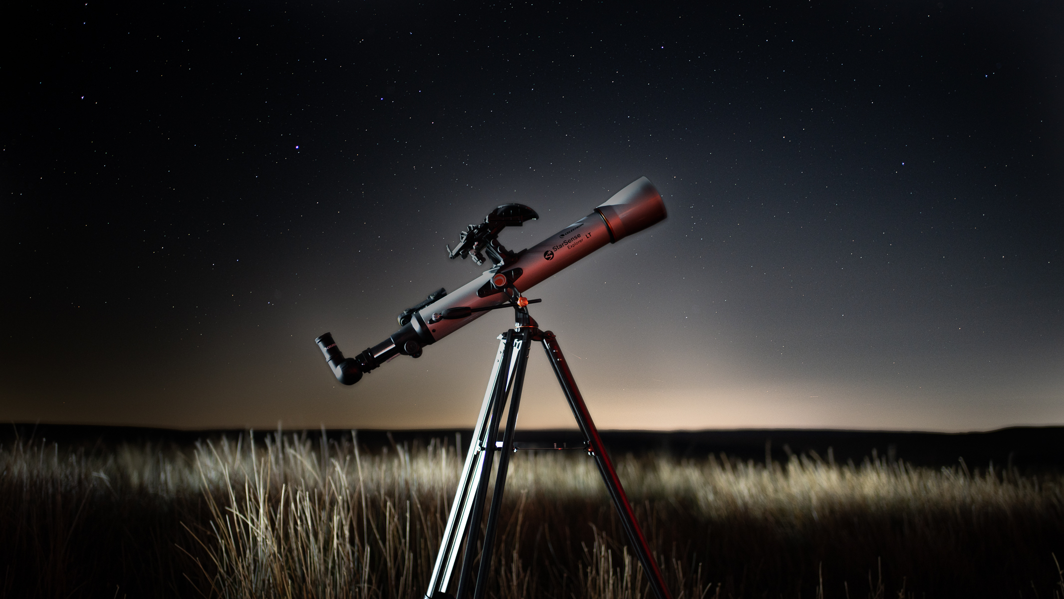 Celestron StarSense Explorer LT 70AZ against the night sky