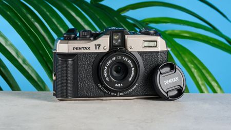 A Pentax 17 half-frame film camera