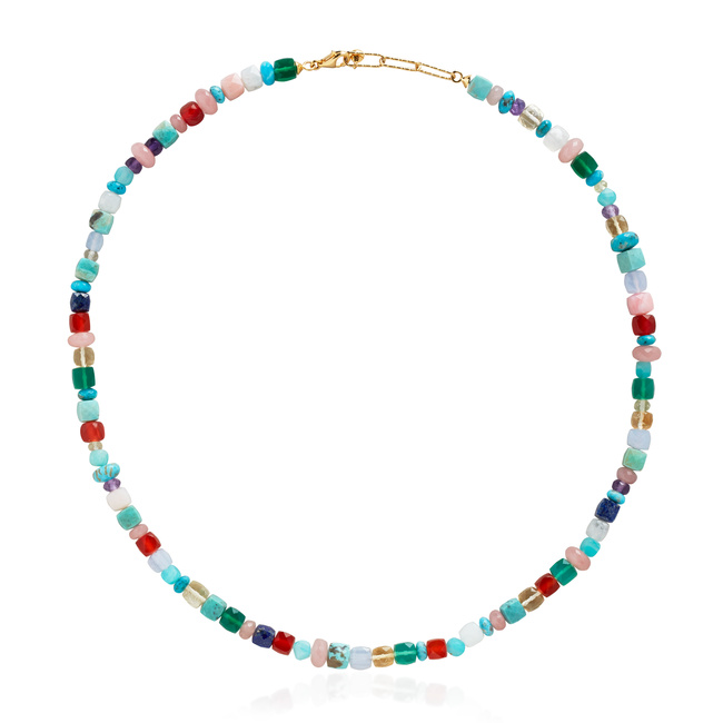 Gold Vermeil Freedom Beaded Gemstone Necklace Adjustable 43-46cm/17-18' - Freedom Stones