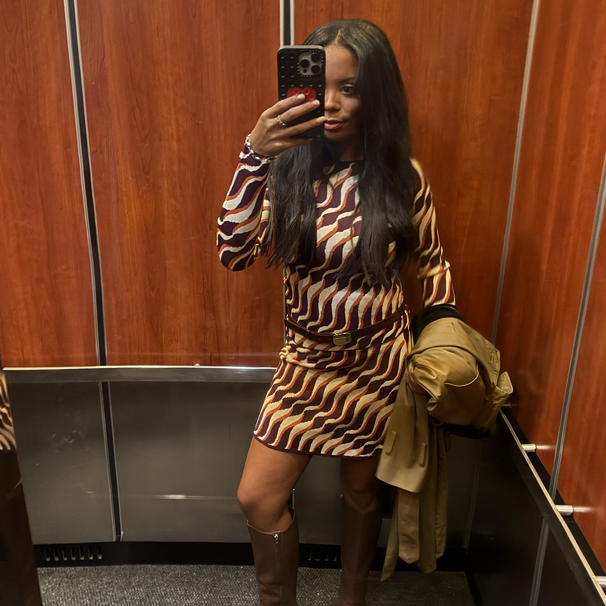 sierra mayhew wearing a knit matching set