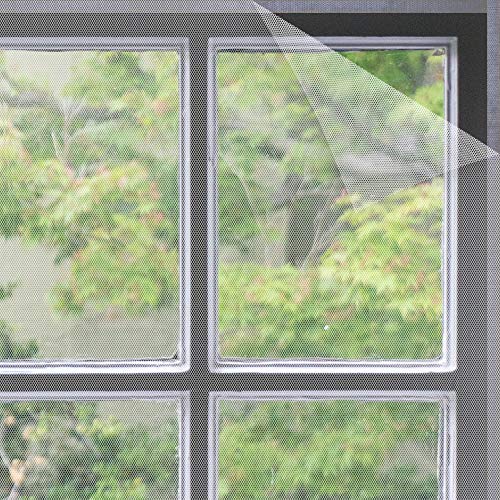 Flyzzz Diy Self-Adhesive Window Screen Netting Mesh Curtain, 100x150cm (approach 39.37x59.05 Inches), With Hook and Sticky Tape, Fitted to Multiple Windows (1 Pack, White)