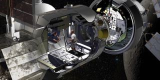 This cutaway view shows what the Lockheed Martin habitat module would look like on the inside.