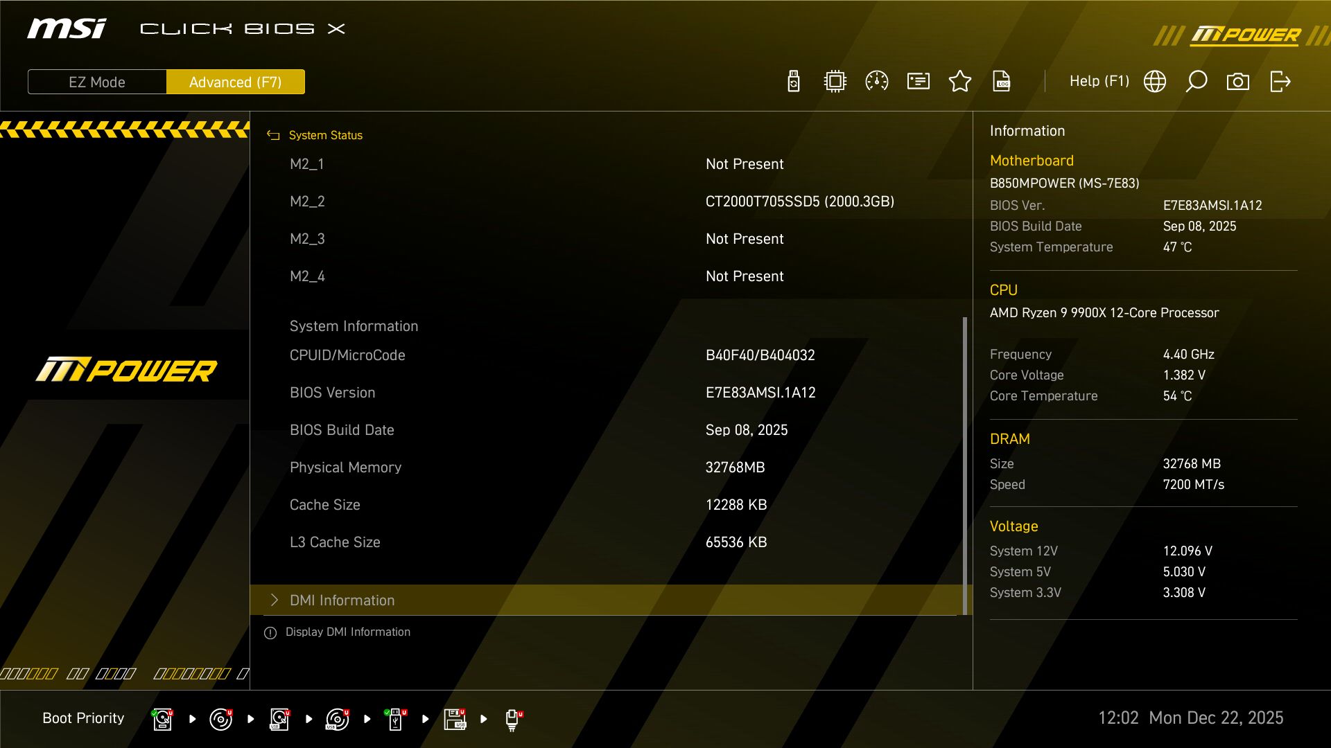 MSI B850 MPower - BIOS images