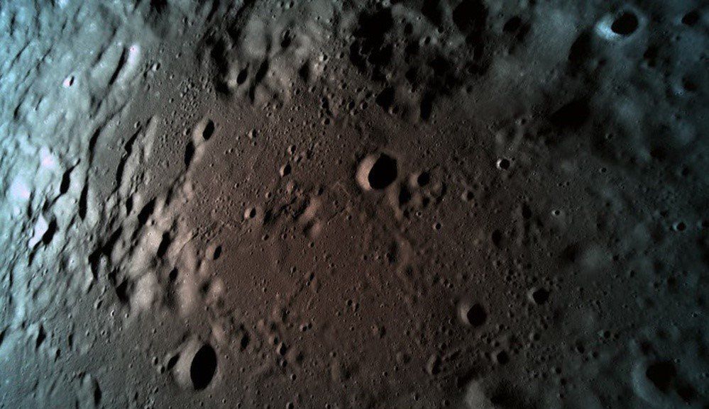 Beresheet&#039;s final photo: The Israeli moon lander captured this image on April 11, 2019, when it was just 9 miles (15 kilometers) above the lunar surface.