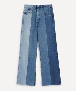 Contrast Denim Flare Jeans