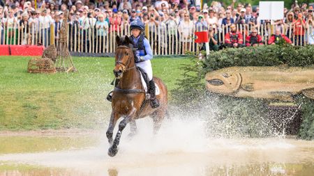 Badminton Horse Trials top prize winners for 2026, Ros Canter and Lordships Graffalo, canter through The Lake.