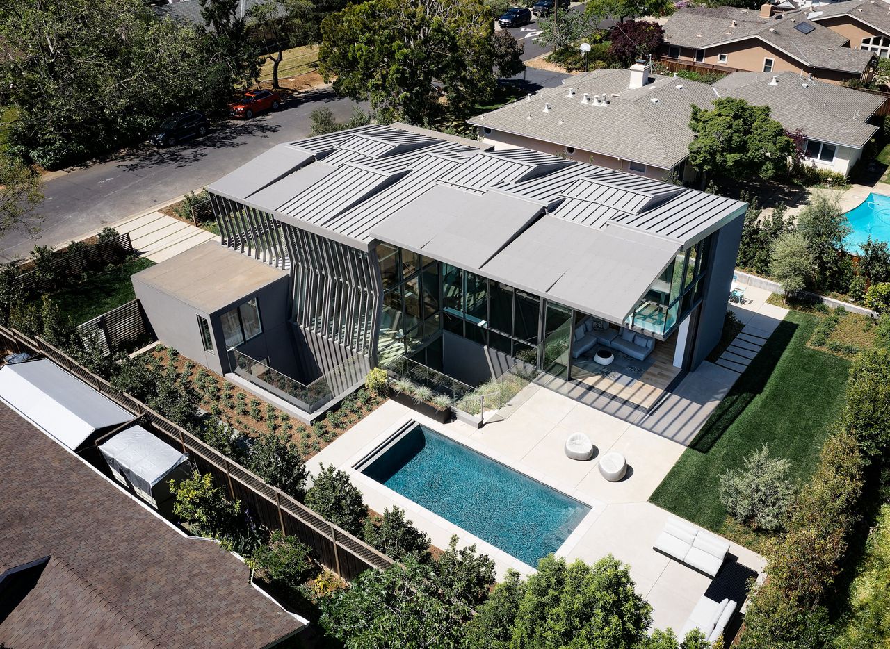 California house with rippling roof