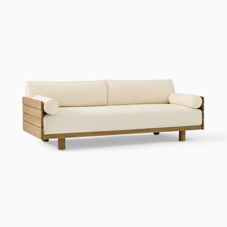 outdoor sofa with side wooden paneling