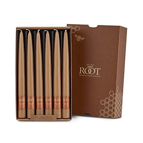 Root Candles 7925 Unscented Smooth Hand-Dipped 9-Inch Taper Candle, 12-Count, Beeswax