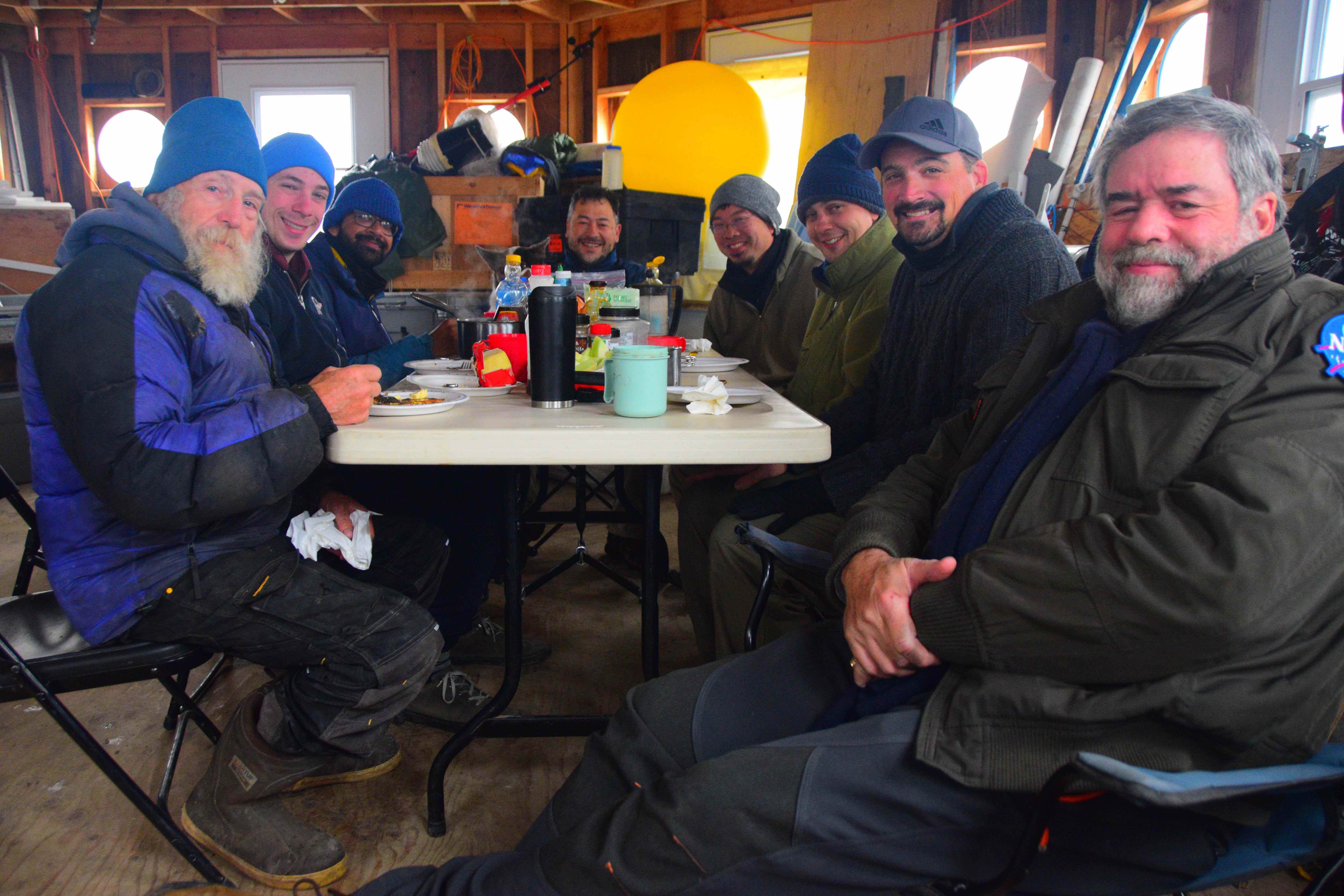 The HMP crew gathers for their last dinner together.