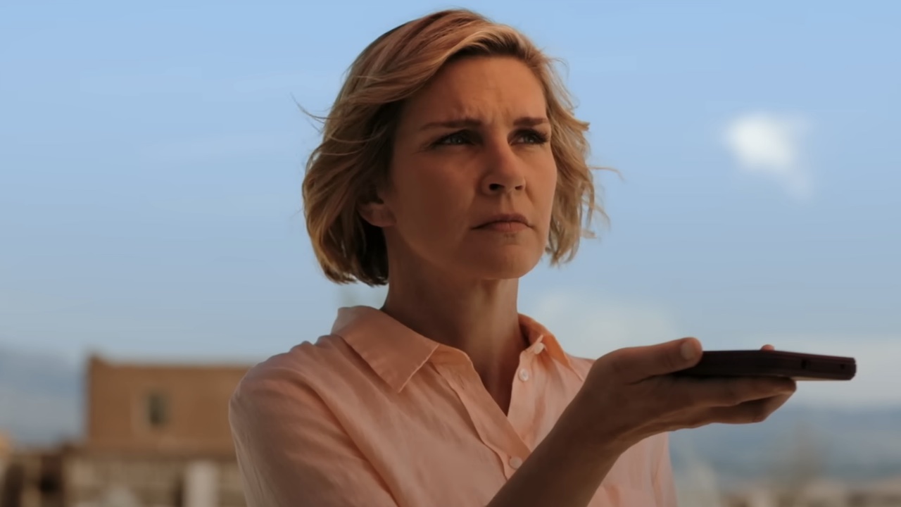 Carol using her phone to translate in Pluribus