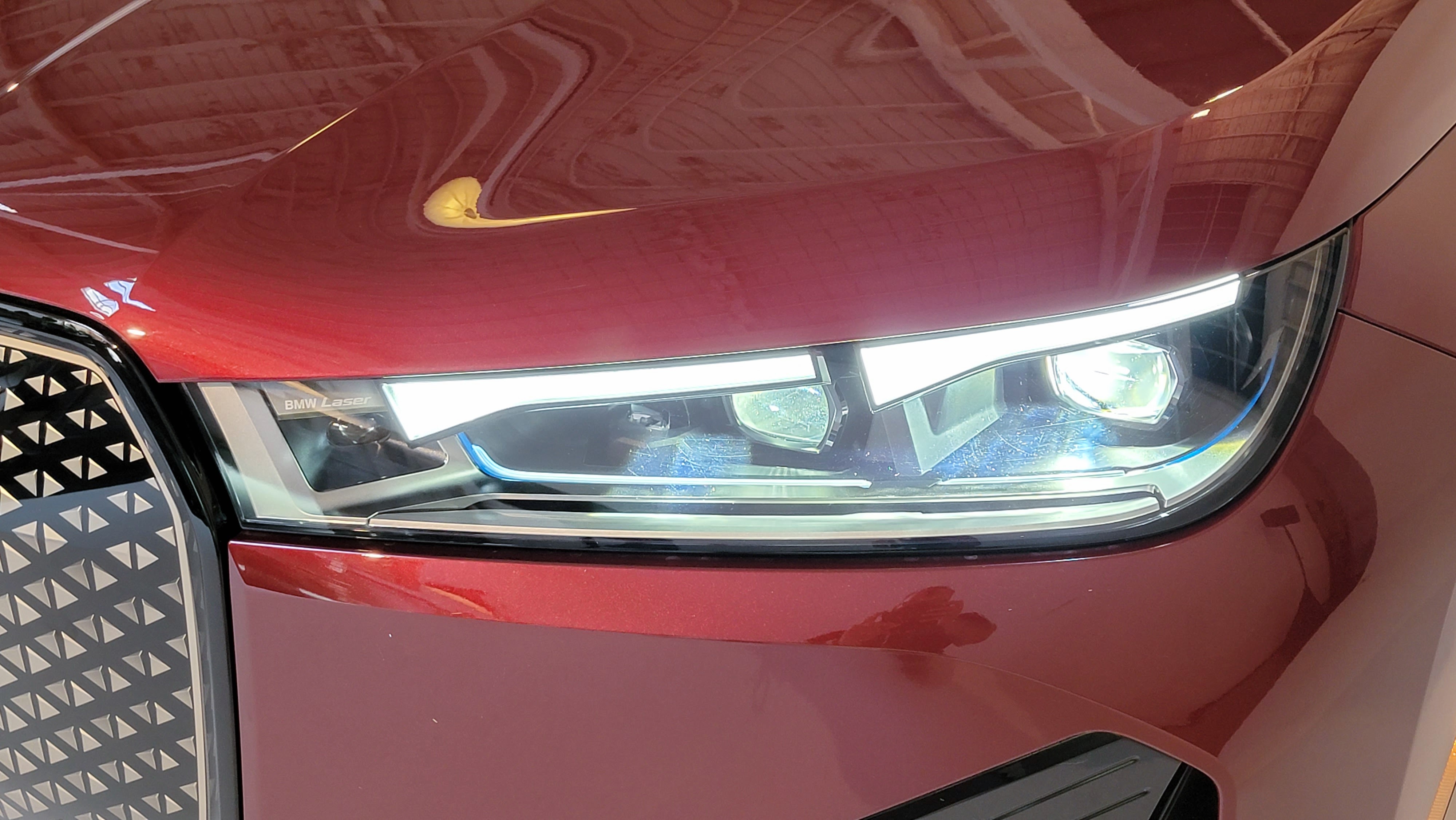 Close-up of head lights on BMW iX