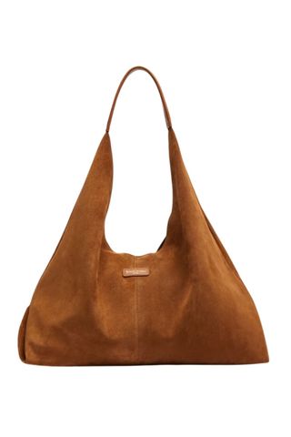 russel and bromley oversized slouchy shopper bag in tan suede