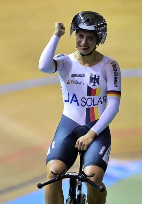 Germany's Miriam Welte celebrate after winning the gold medal