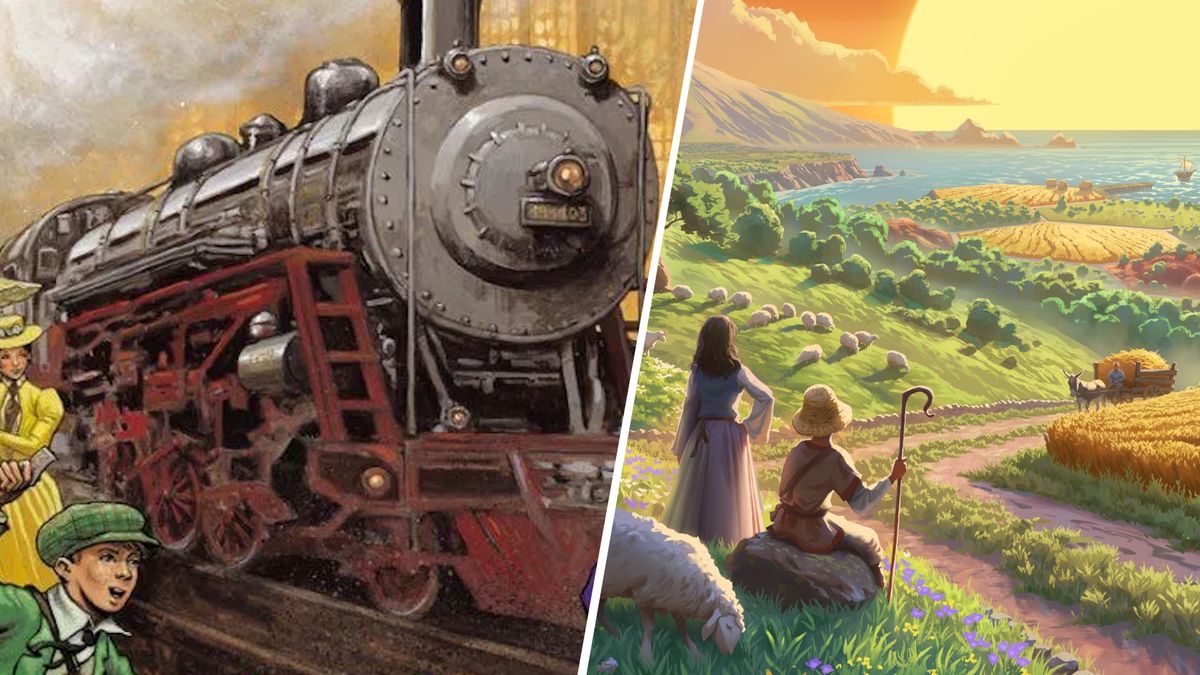 Ticket to Ride and Catan art side by side