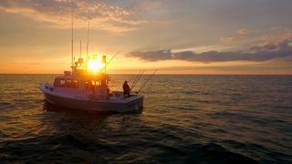 Wicked Tuna boat at sunset