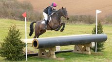 Oasby received bumper entries. Pictured a horse and rider jumping a cross-country fence at Oasby.