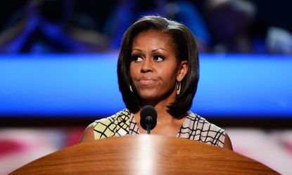 First Lady Michelle Obama during a soundcheck before the Democratic National Convention in September 2012 in Charlotte, N.C. 