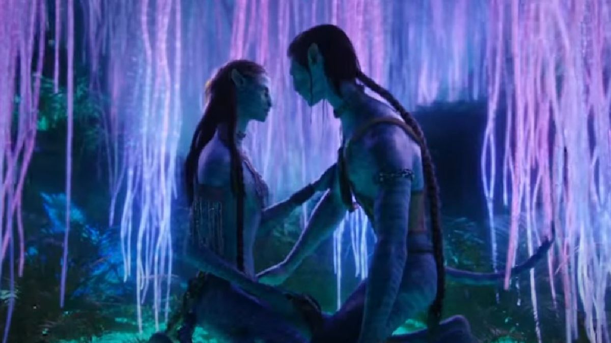 Jake and Neytiri in Avatar.